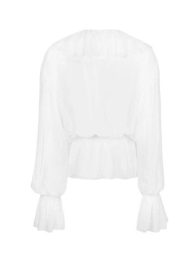 Shop Dolce & Gabbana Silk Shirt With Rouches