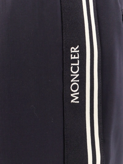 Shop Moncler Virgin Wool Blend Trouser With Embroidered Logo