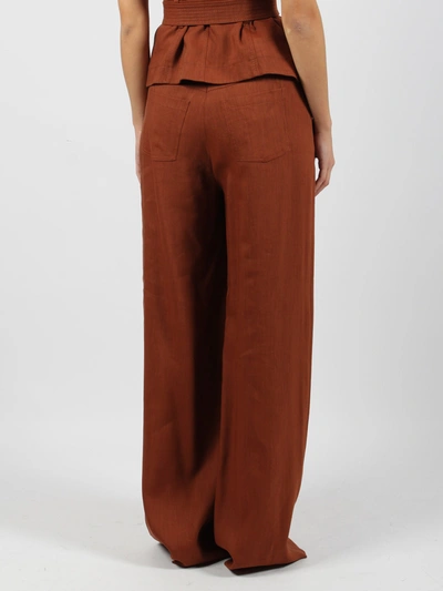 Shop Alberta Ferretti Wide-leg Viscose Linen Trousers