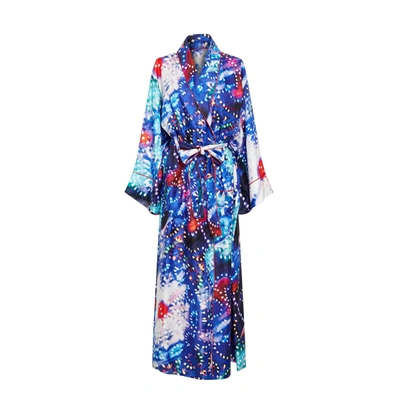 Shop Dolce & Gabbana Silk Robe In Blue