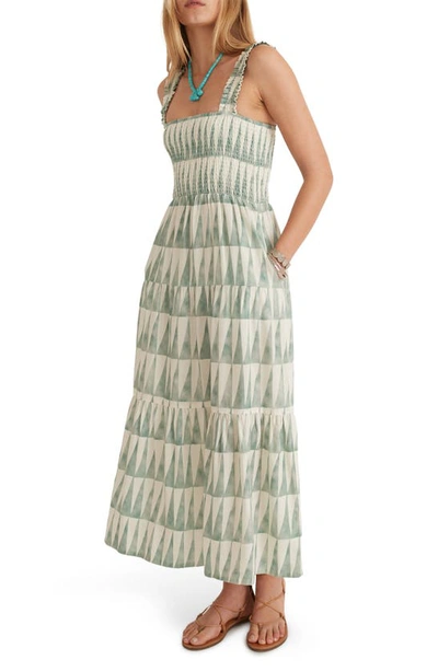 Marine Layer Selene Geo Triangle Print Smocked Maxi Sundress In Geo Triangle Print