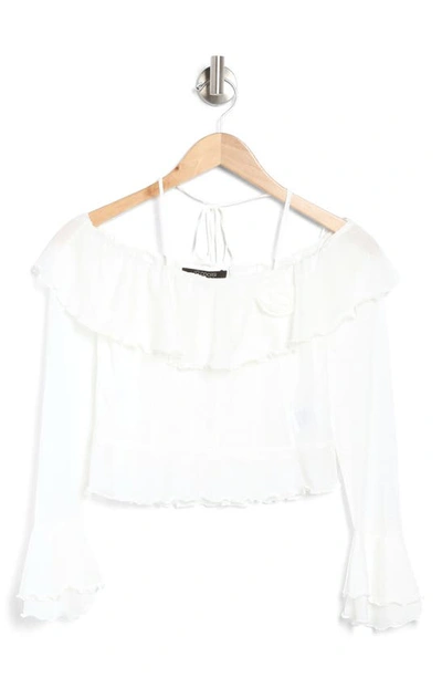 Shop 19 Cooper Ruffle Off The Shoulder Knit Top In White