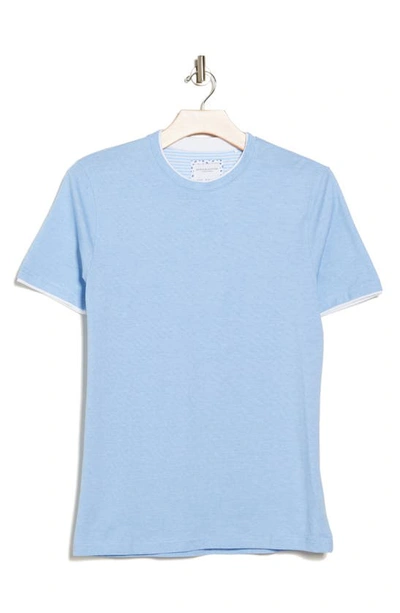 Shop Denim And Flower Double Micro Stripe Cotton T-shirt In Blue