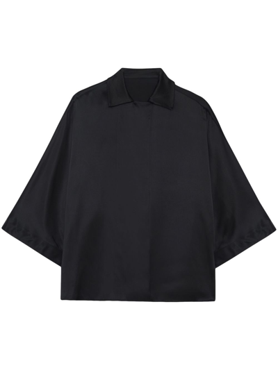 Shop Anine Bing Julia Shirt Woman Black In Silk