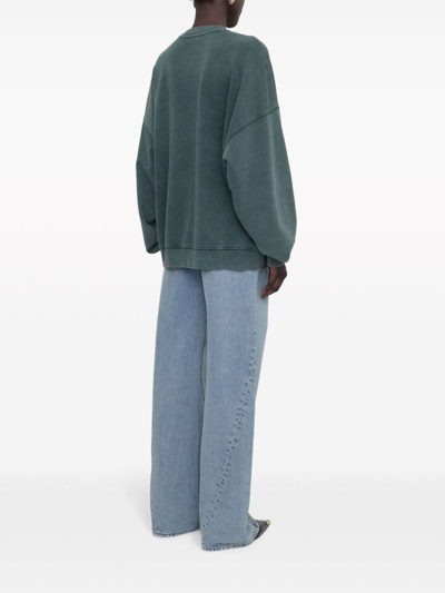 Shop Anine Bing Miles Sweatshirt Woman Green In Cotton
