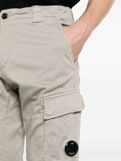 Shop C.p. Company Stretch Sateen Ergonomic Lens Cargo Trousers Men Beige In Cotton