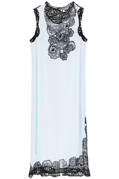 Shop Jil Sander Maxi Dress With Lace Detail In Light Blue