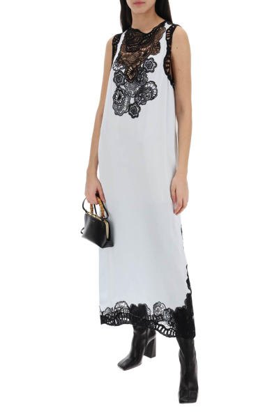 Shop Jil Sander Maxi Dress With Lace Detail In Light Blue