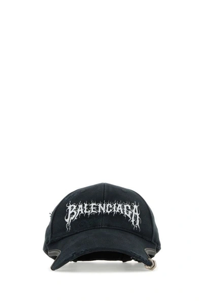 Shop Balenciaga Man Slate Cotton Baseball Cap In Black