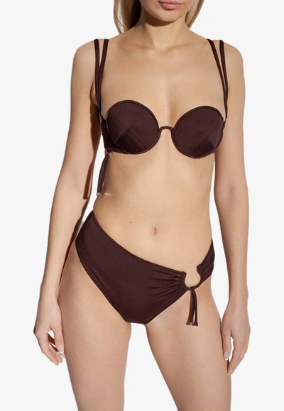 Shop Jacquemus Aouro Bikini Bottom In Brown