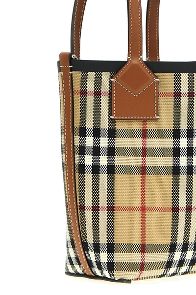 Shop Burberry Women 'london Mini' Shopping Bag In Cream