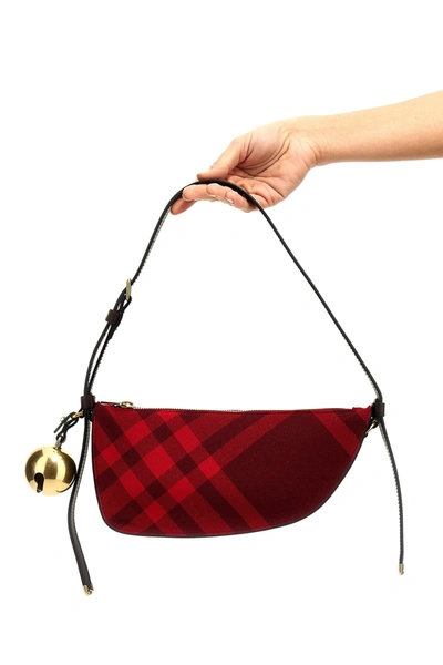 Shop Burberry Women 'shield' Mini Shoulder Bag In Red