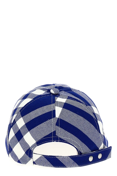 Shop Burberry Women Check Cap In Blue