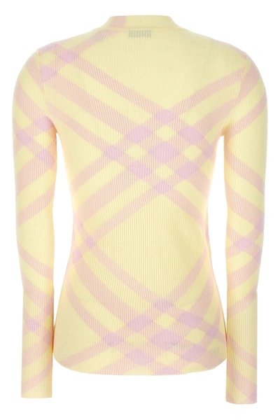 Shop Burberry Women Check Sweater In Yellow