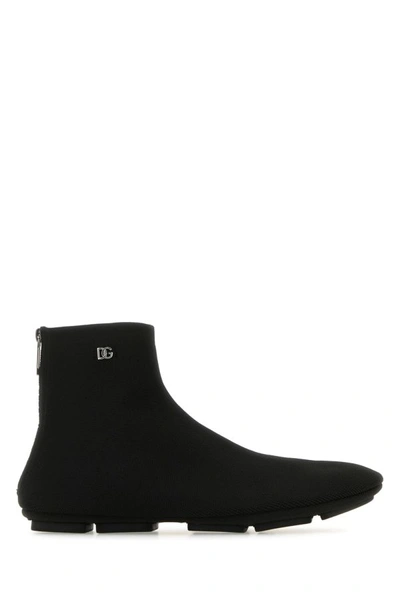 Shop Dolce & Gabbana Man Black Fabric Ankle Boots