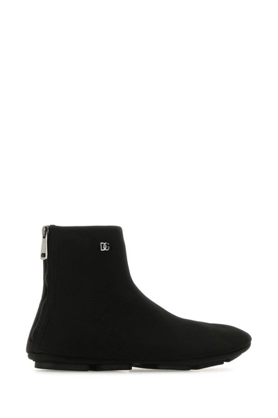 Shop Dolce & Gabbana Man Black Fabric Ankle Boots
