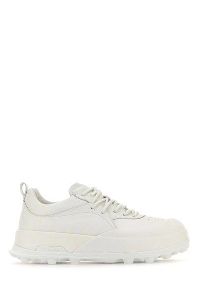 Shop Jil Sander Man White Leather And Rubber Orb Sneakers