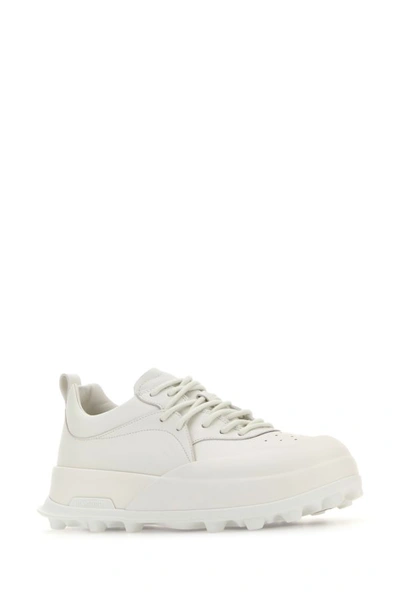 Shop Jil Sander Man White Leather And Rubber Orb Sneakers