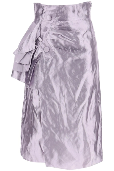 Shop Maison Margiela "metallic Satin Midi Wrap Skirt With Women In Multicolor
