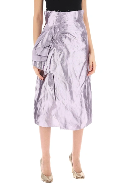 Shop Maison Margiela "metallic Satin Midi Wrap Skirt With Women In Multicolor