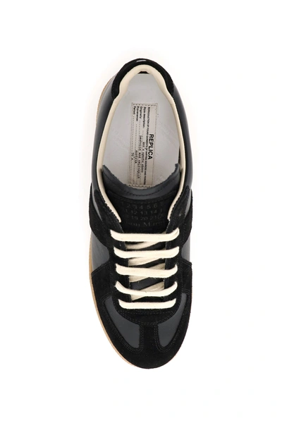 Shop Maison Margiela Leather Replica Sneakers Men In Black