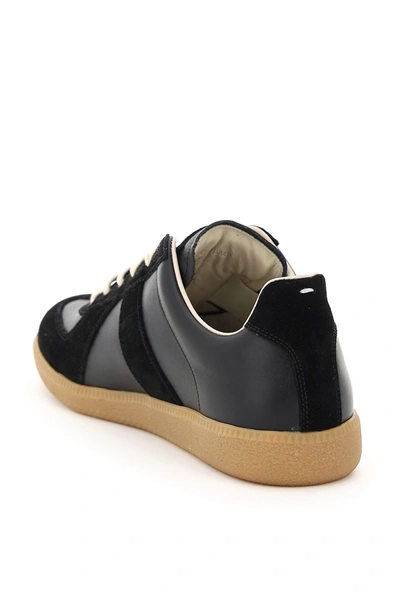 Shop Maison Margiela Leather Replica Sneakers Men In Black