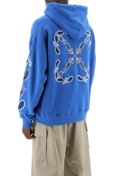 Shop Off-white Hooded Sweatshirt With Arrow Band Men In Blue