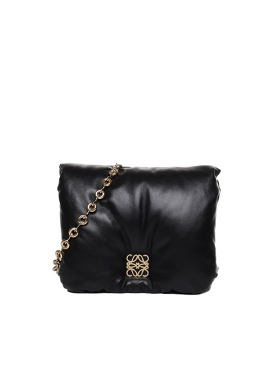 Shop Loewe Goya Puffer Chained Shoulder Bag In Black