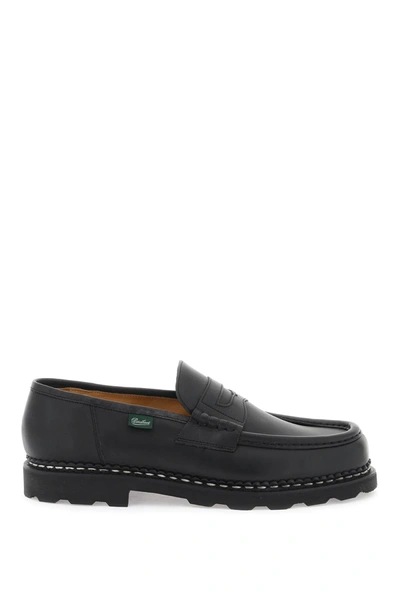 Shop Paraboot Leather Reims Penny Loafers Men In Black
