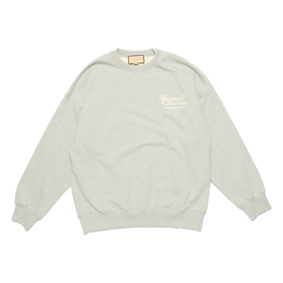 Shop Gucci Logo Embroidered Jersey Sweatshirt In Grey