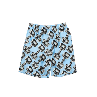 Shop Gucci 3d Glass Horsebit Printed Shorts In Blue