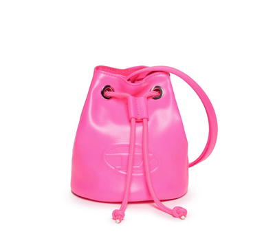 Shop Diesel Kids Wellty Logo Embossed Bucket Bag In Pink