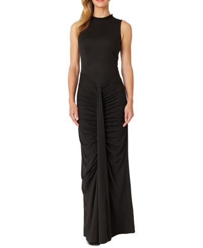 Shop Adrienne Landau Women's Embellished Ruched Maxi Dress In Black