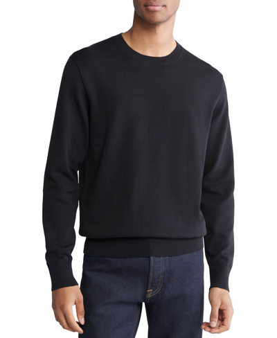 Shop Calvin Klein Men's Long Sleeve Supima Cotton Crewneck Sweater In Black
