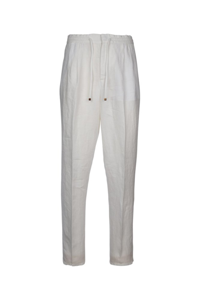 Shop Brunello Cucinelli Elasticated Waistband Drawstring Pants In White