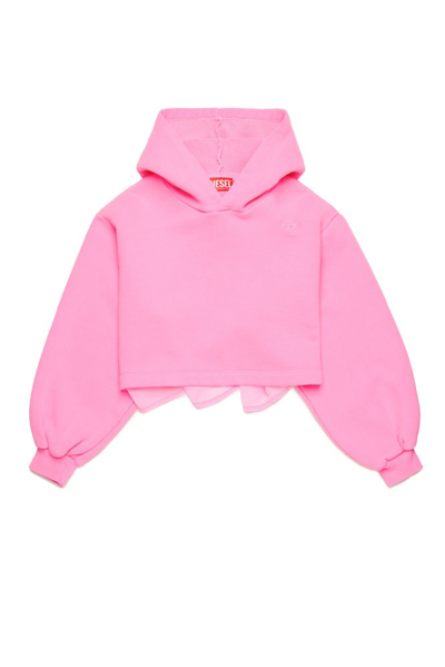 Shop Diesel Kids Senia Logo Embroidered Hoodie In Pink