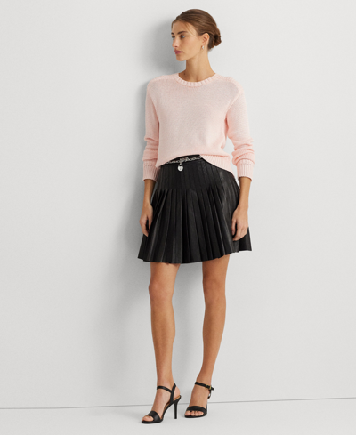 Shop Lauren Ralph Lauren Women's Mini Leather A-line Skirt In Black