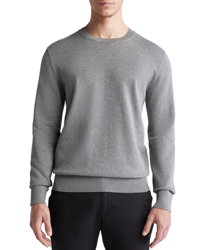 Shop Calvin Klein Men's Long Sleeve Supima Cotton Crewneck Sweater In Medium Grey Heather