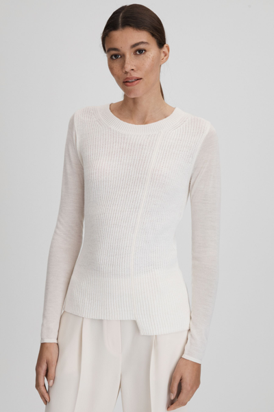 Shop Reiss Hazel - Ivory Knitted Crew Neck Top, S