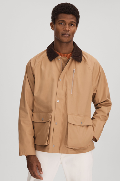 Shop Les Deux Water Resistant Canvas Zip-through Jacket In Camel