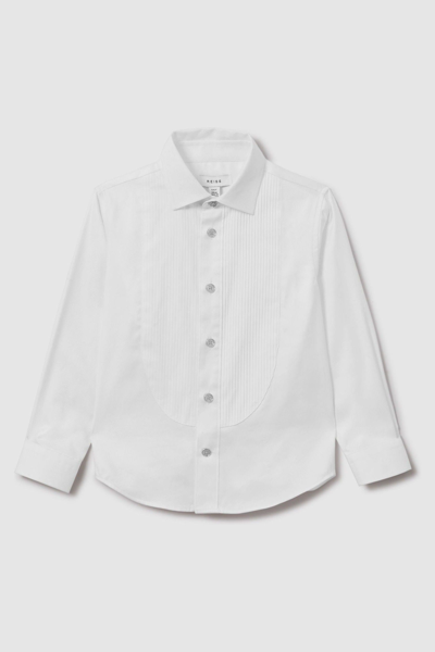 Shop Reiss Marcel - White Slim Fit Textured Bib Dinner Shirt, Uk 13-14 Yrs