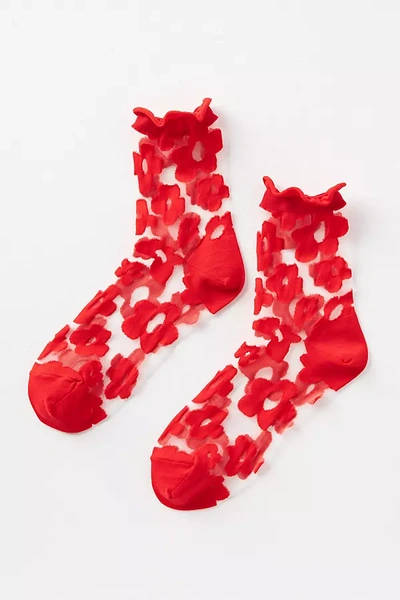 Shop Hansel From Basel Pop Sheer Socks In Red