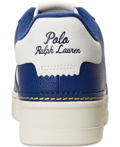 Shop Polo Ralph Lauren Men's Masters Court Leather Sneaker In Cream,blue,red