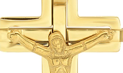 Hmy Jewelry Mens' 18k Gold Plate Stainless Steel Crucifix Pendant Necklace In Gold