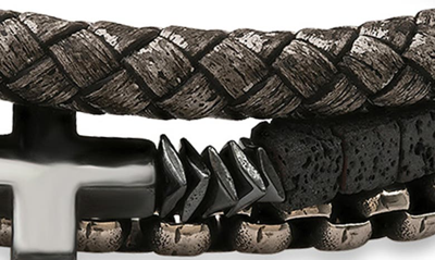 Shop Hmy Jewelry Mens' Mixed Bracelets Set Of 3 In Brown/ Gunmetal/ Silver