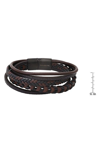 Shop Hmy Jewelry Mens' Multi-strand Bead & Braided Leather Bracelet In Brown