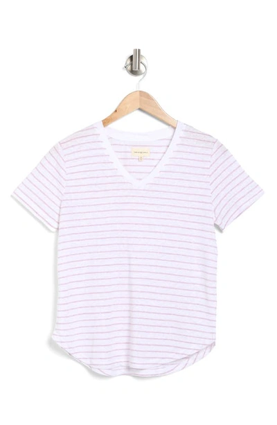 Shop Thread & Supply Delta V-neck T-shirt In White Mauve Stripe