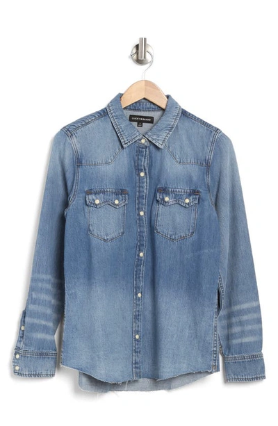 Shop Lucky Brand Authentic Heritage Denim Snap-up Shirt In American Dream