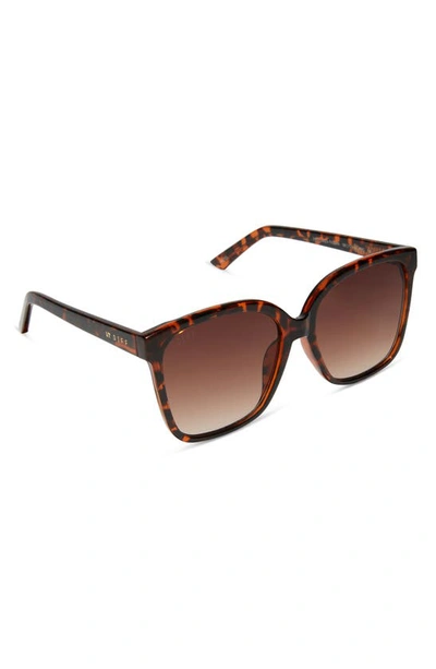Shop Diff Hazel 58mm Square Sunglasses In Black Brown Tort