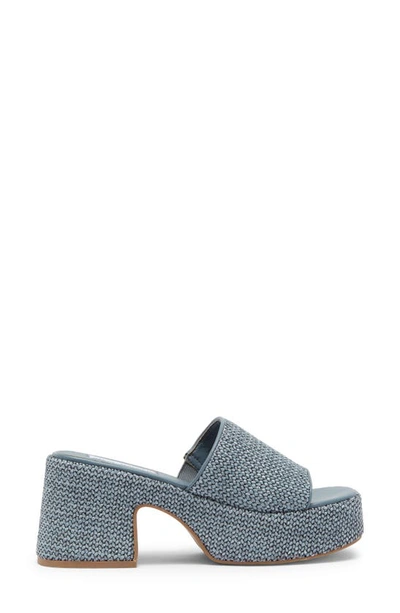 Steve Madden Reign Platform Mule In Blue Raffia